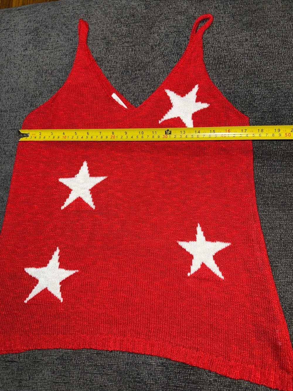 Maurices Star V Neck Sweater Tank Top Red White Size Large Patriotic - Picture 5 of 10